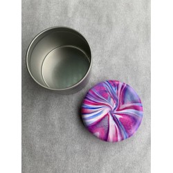 Dose mit Deckel in Magenta, Blau und Weiss