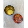 Dose mit Deckel in Orange, Rot, Goldmetallic und Schwarz