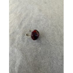 Runder Fingerring in Schwarz, Rot, Weiss und Violett-Glitzer